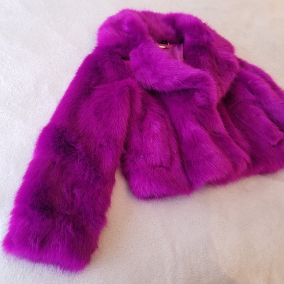 GUESS Marciano Purple Faux Fur Jacket - Picture 7 of 14